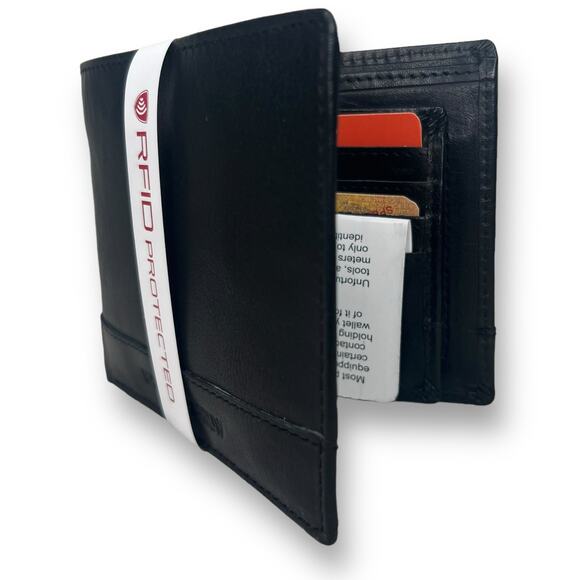 Spikes & Sparrow Alexander Black Leather RFID Billfold Credit Card Wallet Combo - Picture 10 of 13
